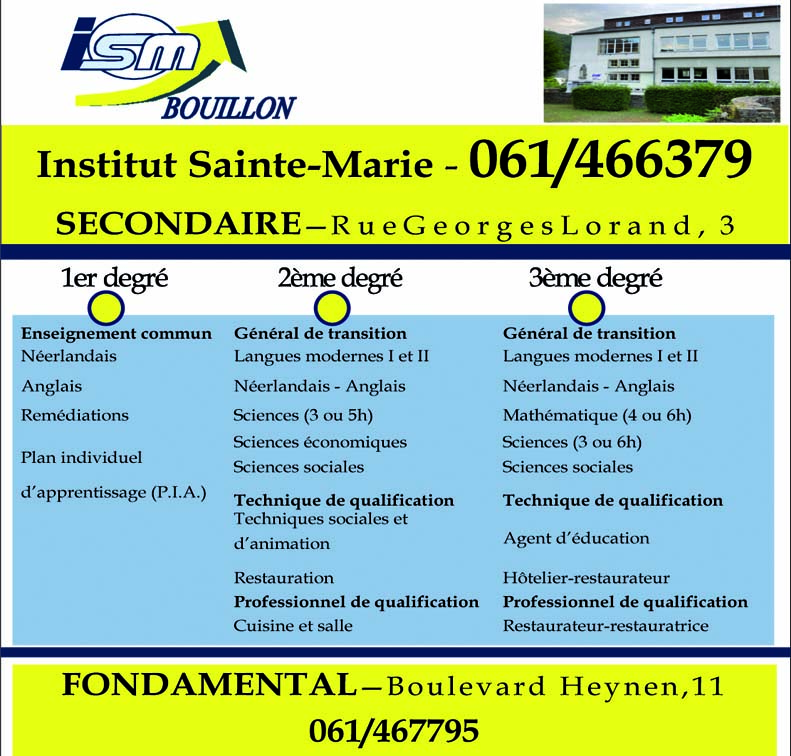 Institut Ste-Marie de Bouillon - Enseignement Secondaire